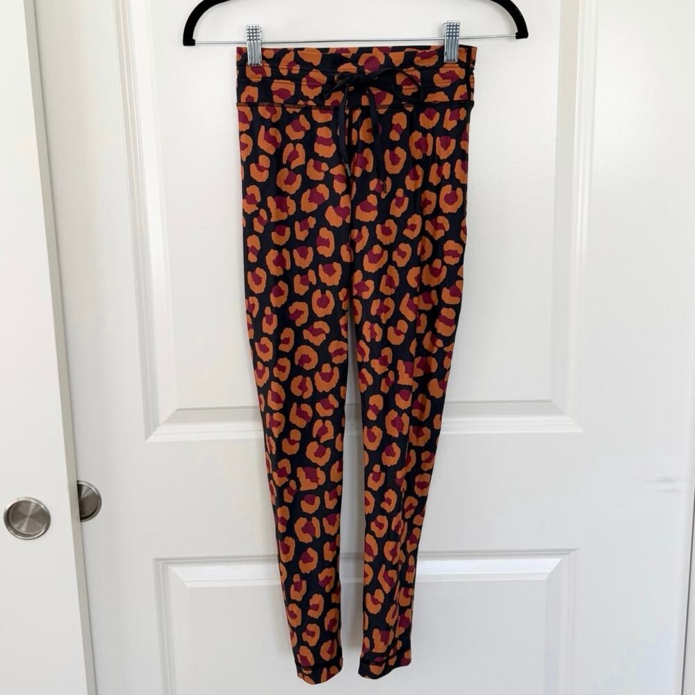 The Upside High Rise Drawstring Leggings Raspberry Leopard 4 - Picture 2 of 4